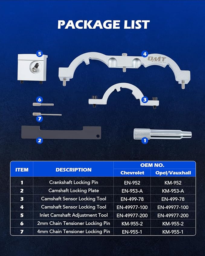 Orion Motor Tech Turbo Engine Timing Tool Kit Engine Camshaft Alignment Tool Set Compatible with 2009 to 2020 1.0 1.2 1.4L Chevrolet Chevy Aveo Cruze Orlando Vauxhall Opel Adam Ampera Astra J Cascada