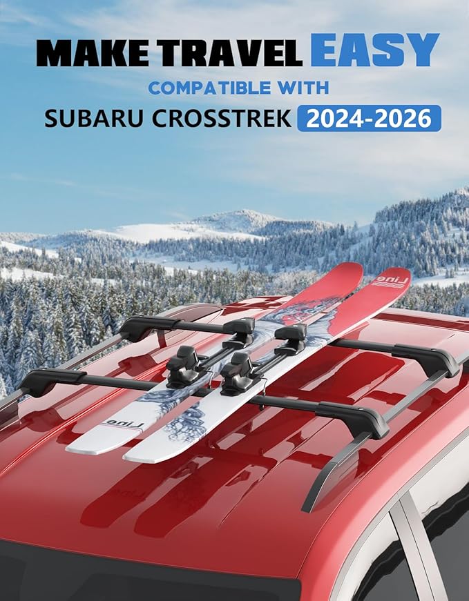 FengYu 330lbs Roof Rack Cross Bars Compatible with Subaru Crosstrek 2024 2025 2026 with Raised Rails (not for Wilderness), Heavy Duty Aluminum Lockable Roof Rails Crossbars Rooftop Cargo Bars Racks