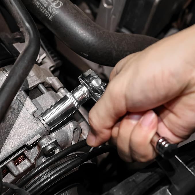 Egofine 1/2" Drive Socket Set, 23 Piece Standard SAE (7/16 to 1 inch) and Metric (13-19, 21, 22, 24mm) 6 Point, with Quick Release Ratchet, Extension Bars, Drive Drill Adapter