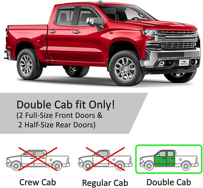 Voron Glass in-Channel Extra Durable Rain Guards for Trucks Chevrolet (Chevy) Silverado/GMC Sierra 1500 2019-2026 Double Cab, Window Deflectors, Vent Window Visors, 4 Pieces - 230091