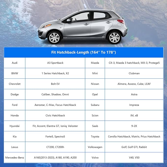 Hatchback Car Cover Waterproof All Weather for Automobiles, Outdoor Full Car Cover Snowproof Windproof UV Protection, Universal Fit for Hatchback. (Fit Hatchback Length up to 178 inch, Silver)