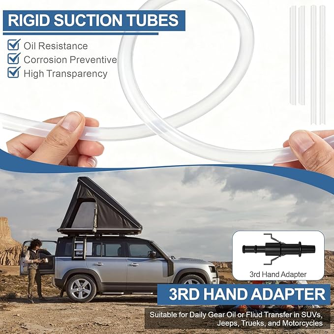 2 Pack Fluid Pump, Fluid Pump for Standard Quart Bottles，10cc Per Pump Stroke, Transmission Fluid Pump with 3rd Hand Adapter, Transfer Gear Oil Transmission and Differential Fluid Pump
