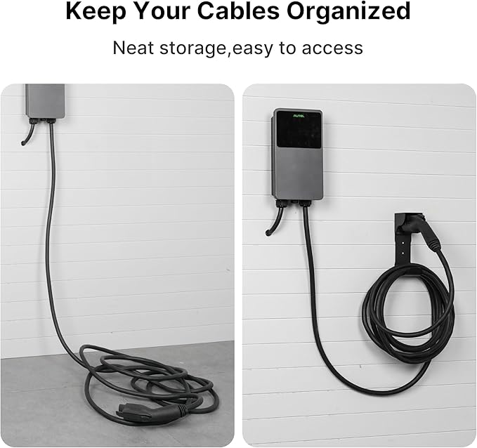 Autel EV Charger Holder, Wall-Mount Connector Nozzle Holster Dock with J-Hook for SAE J1772, Electric Car Charger Cable Organizer, Space Saving