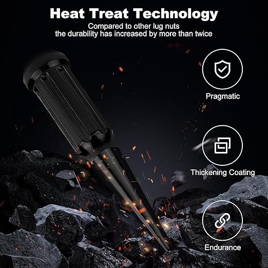 1/2‘’-20 Spike Lug Nuts, Set of 24 Black Spline Spiked Lug Nut with Key for Chevrolet Silverado 1500, Ford F-150 1997-2024, Dodge Ram 1500 1994-2024, Toyota Tacoma 1995-2024