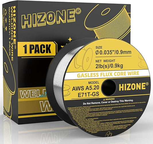 HIZONE Flux Core Welding Wire, E71T-GS .035inch-2lb Gasless Flux-cored MIG Welding Wiree, 1-Pack