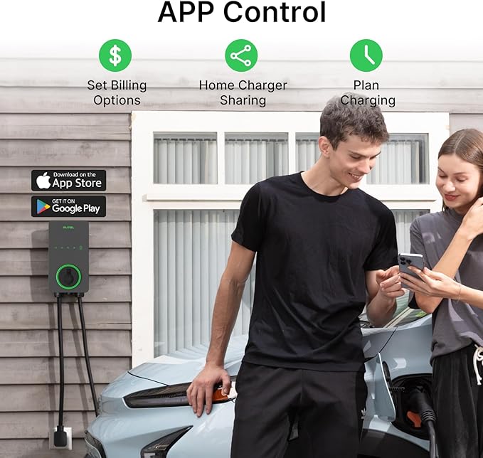 Autel Level 2 EV Charger 40 Amp Home Smart AI Electric Vehicle (EV) Charger, Wi-Fi and Bluetooth Enabled EVSE, with in-Body Holster and 25-Foot Cable NEMA 14-50 Plug(Dark Gray)