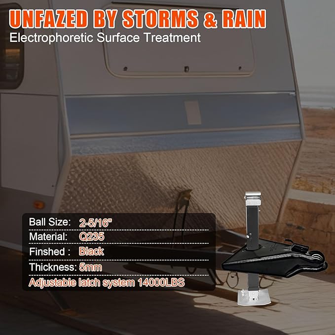 2-5/16 Inch Heavy Duty Class A Frame Trailer Hitch, 14,000 lbs Towing & 2,100 lbs Drawbar Capacity, with Wedge-Lock Ball Clamp for Ultimate Security, Black Powder Coated Finish for Trucks/SUVs