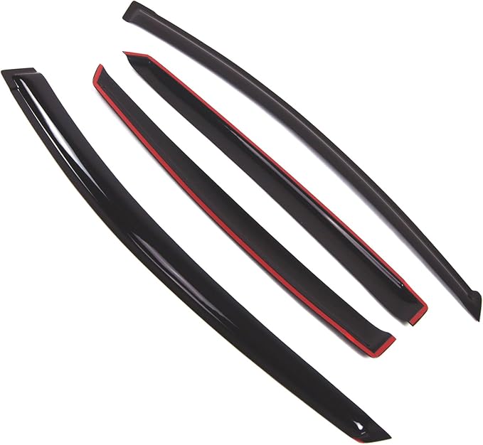 Tuningpros WD2-436 Dark Smoke 4 Pcs Set Window Visor (Outside Mount) Deflector Rain Guard Compatible with 2004-2009 Toyota Prius