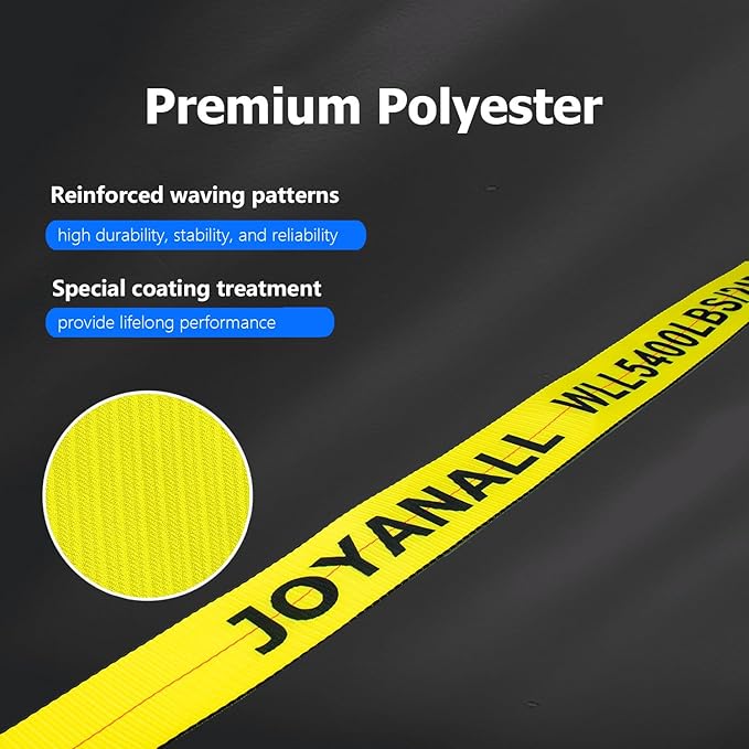 4 inch x 30' Straps for Flatbed Trailer (10 Pack), Heavy Duty Tie Down w/Flat Hooks 18,000lbs Break Strength, WLL# 6000lbs, Winch Straps for Flatbeds, Trucks, Trailers, Farms, Rescues, Tree Saver