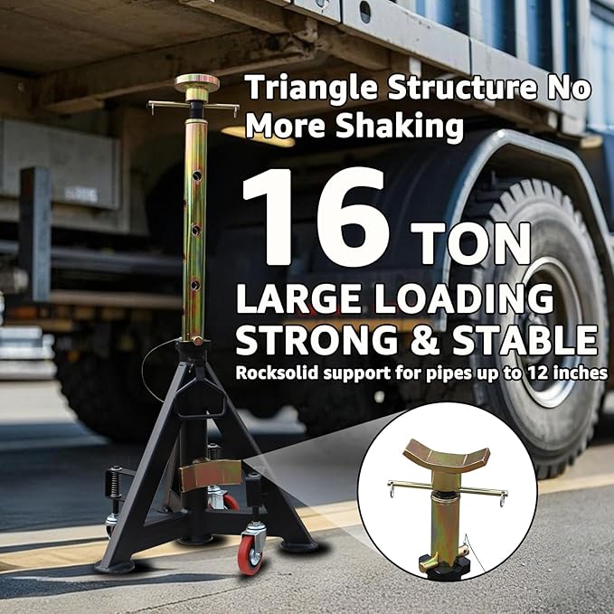 BESTOOL 16 Ton Heavy Duty Jack Stands – 35,000 lbs Capacity, Adjustable 26" to 40.9", for Trucks, Buses, Tractors, Trailers & Construction Equipment