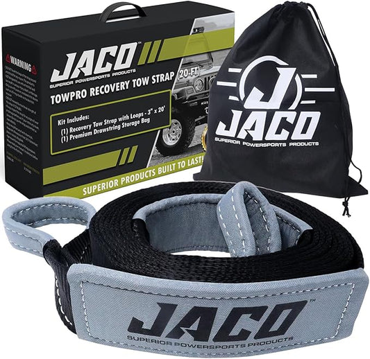 JACO 4X4 TowPro Recovery Tow Strap - 3 inch x 20 ft | Off Road Towing Rope (31,542 lbs)