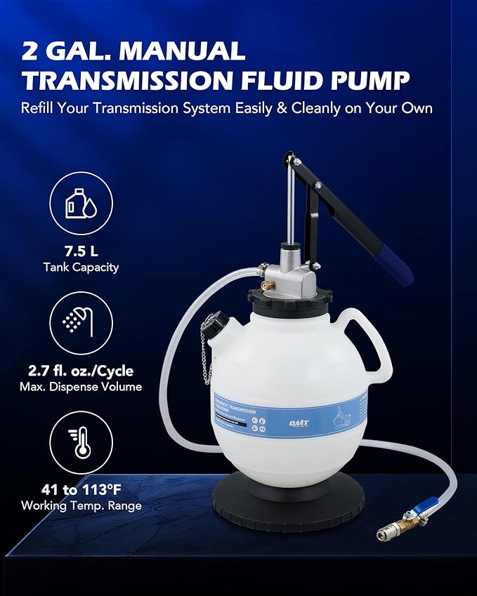 Orion Motor Tech 7.5L Transmission Fluid Pump, 2 Gallon Manual ATF Refill Kit Transmission Fluid Hand Pump Automotive, Transmission Fluid Transfer Pump, Transmission Fill Pump with 15 ATF Adapters