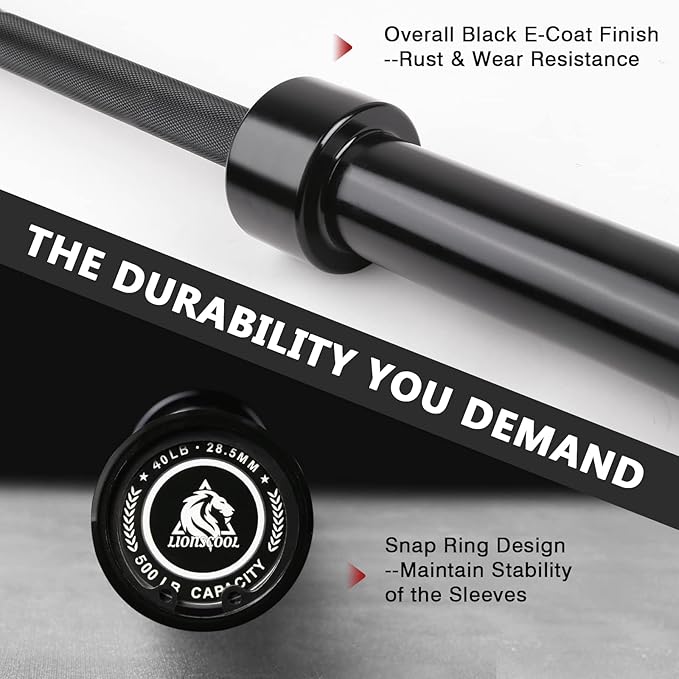 LIONSCOOL 7FT Olympic Barbell for Weightlifting, Power Lifting, 2 Inch Strength Training Bar for Squats, Deadlifts, Presses, Rows, Curls - 700lbs/1000lbs/1500lbs Capacity