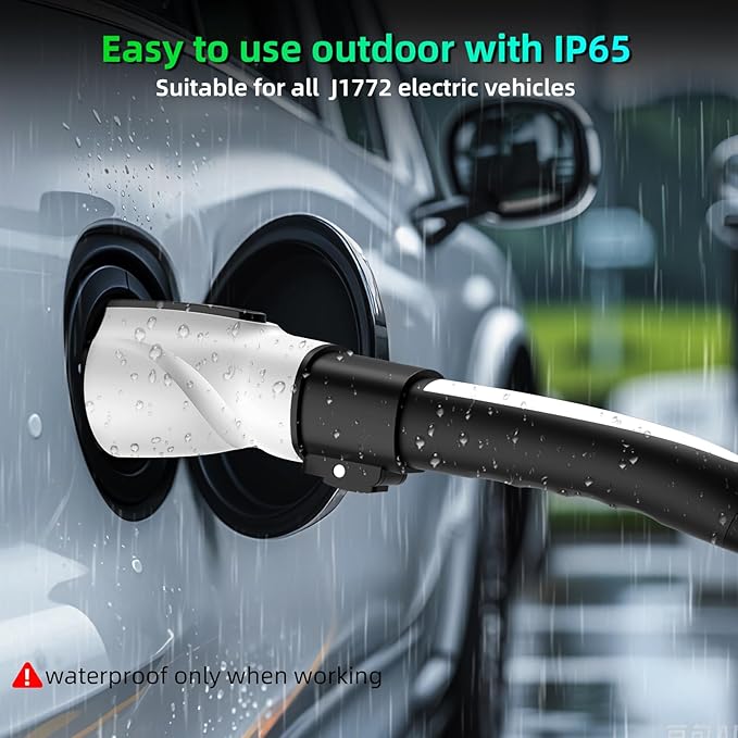 Tesla to J1772 Adapter with Fixed Lock Works, Max 80A 250V Converter Compatible with Nacs Wall Mobile Connector Target Chargers for All J1772 EVs (White)