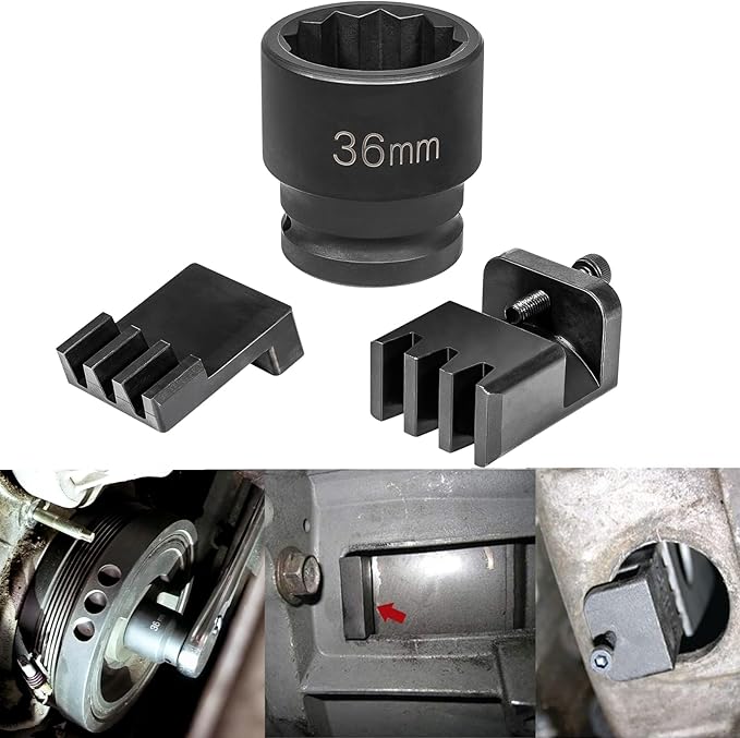 Sunluway 22100 Flywheel Locking Tool with 36mm 3/4" Drive Harmonic Balancer Socket for 6.6L Duramax Engine