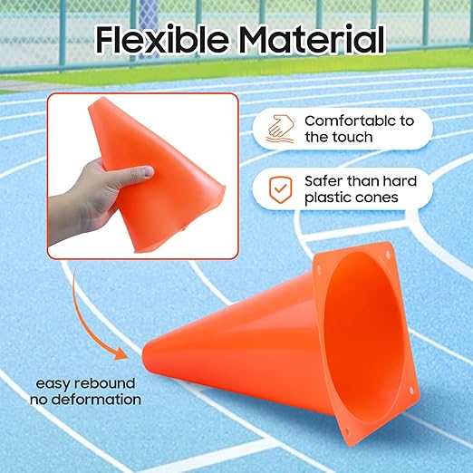 9 inch Soccer Training Cones for Outdoor Activity, Orange Traffic Cones,Plastic Sports Cones