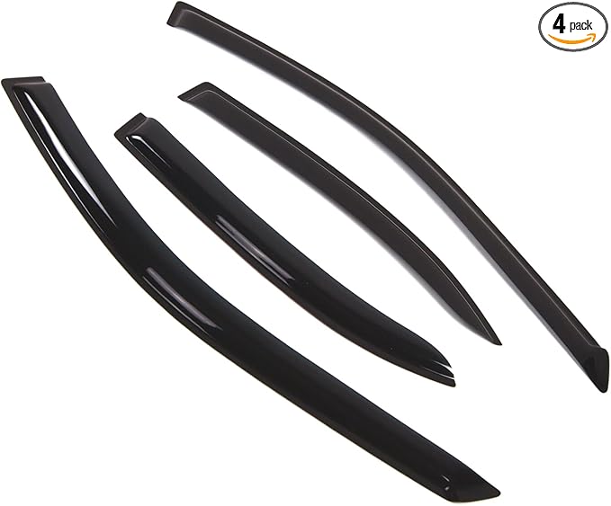TuningPros Outside Mount Window Vent Visors Rain Guards Compatible with Mitsubishi Galant Sedan 1999-2003 | Side Window Wind Deflectors Rain Shields | Smoke Tinted, 4 Pcs Set, DGWV-321