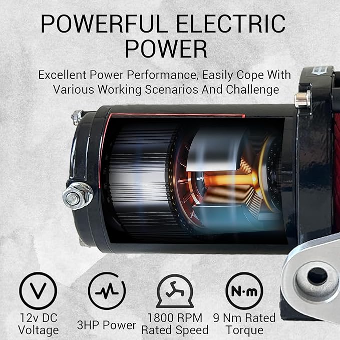 10000lbs Electric Vehicle Winch, Waterproof IP67 85ft Red Synthetic Rope Truck Winch with Wireless Handheld Remote, 12V Power Winch Winch for Towing UTV Off Road Vehicle
