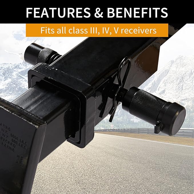 Trailer Hitch Locks, 5/8" Dia 4" Long Hitch Lock with Safety Clip Fits Class III IV V 2",2-1/2" & 3" Hitches, Hitch Lock with Anti-Rattle O-Rings for Trailer Truck Car Boat(2 Pack)