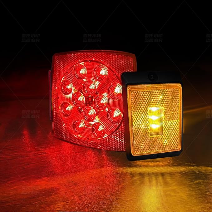 LED Red Tail Trailer Light kit, Wiring Harness 12V Waterproof Submersible Side Marker Stop Brake Turn Signal Reverse For Bus Lorry Camper Boat Truck RV Pickup Golf Cart Motorcycle(Light kit)