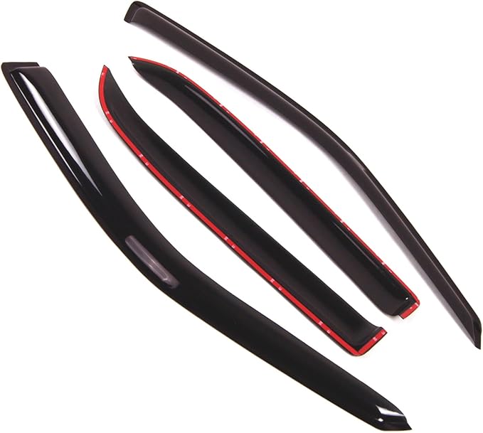 TuningPros Outside Mount Window Vent Visors Rain Guards Compatible with Ford Crown Victoria 1998-2011 | Side Window Wind Deflectors Rain Shields | Smoke Tinted, 4 Pcs Set, DGWV-098