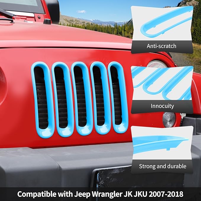 JK Grill Inserts Front Grille Mesh no Mesh Cover Guard for Jeep Wrangler JK 2007-2017 Clip-on Grille Accessories