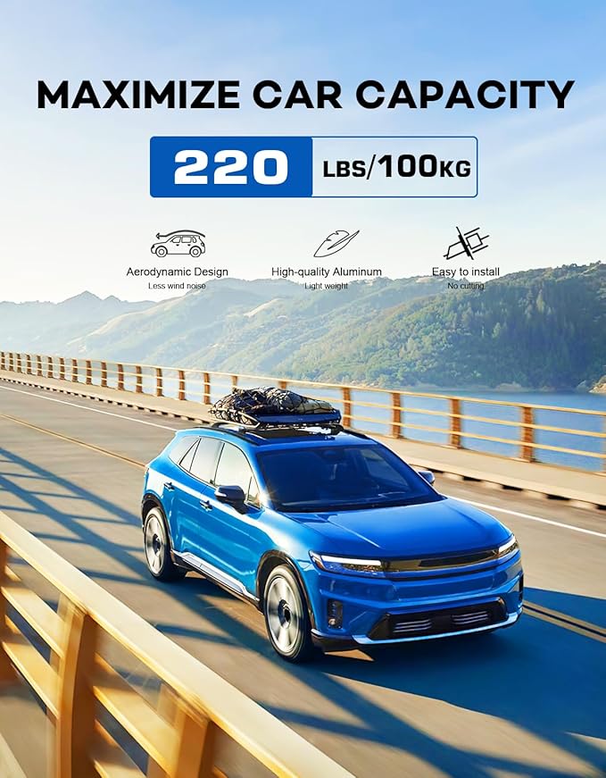 Roof Rack Cross Bars 220lbs Compatible with Honda Prologue Touring 2024 2025 2026, Heavy Duty Aluminum Roof Rails Crossbars Cargo Canoe Black Rooftop Cargo Carrier Luggage.