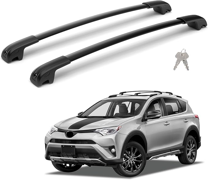 300LBS Roof Rack Cross Bars Lockable for 2013-2018 RAV4, Aluminum Car Cargo Crossbars Rooftop Luggage Kayak Bicycles Canoe Carrier