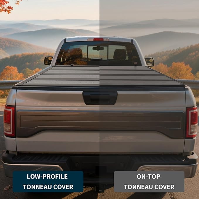 OEDRO Low-Profile Hard Quad-Fold Tonneau Cover Compatible with Dodge Ram 1500 2009-2018, Fit for Ram 1500 Classic 2019-2024 5.7ft Bed Without Rambox, One-Handed Quick Release, Drainage Design