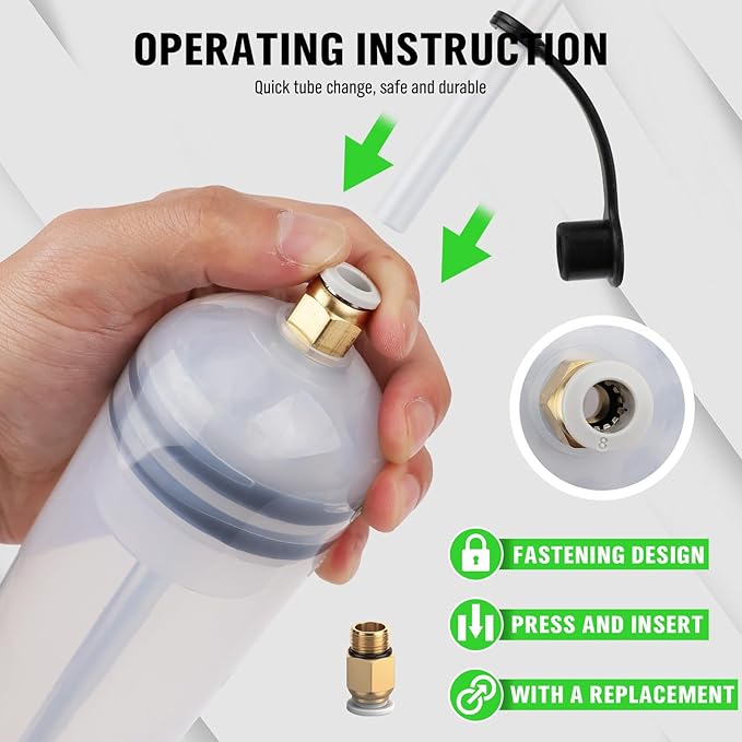 SWANLAKE 500cc Fluid Extractor & Fill Pump, Automotive Fluid Pump Extractor, Oil Change Pumps with 23'' Long Hose, 2PCS 12'' Extension Tubes, Suction Pumps for Lawn Mowers Cars
