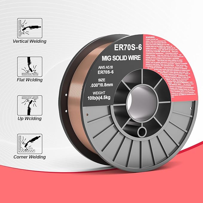 ER70S-6 .035-Inch on 10-Pound Spool Carbon Steel Mig Solid Strong ABS Plastic Spool Welding Wire (0.030-inch 10LB 2pk)