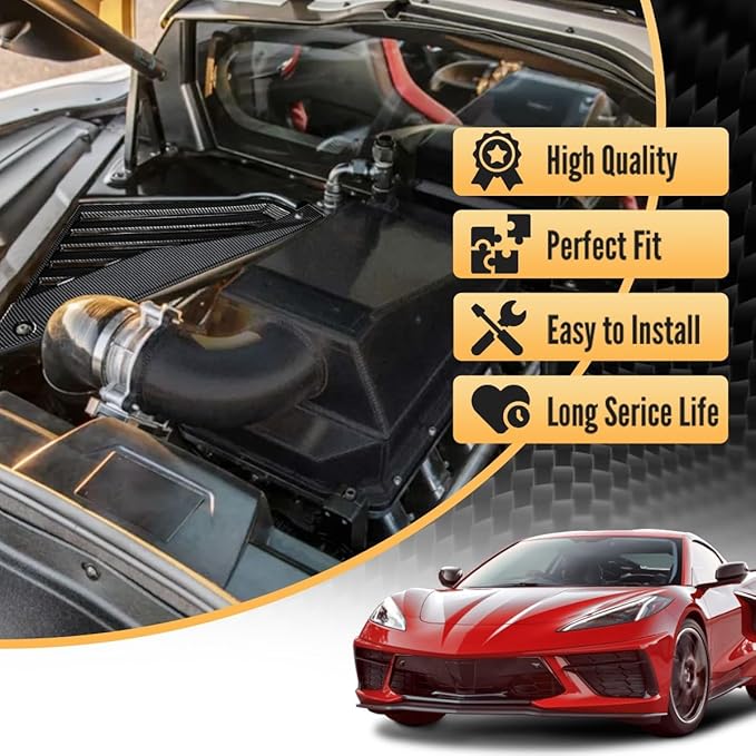 2Pcs Engine Bay Panel Cover,Carbon Fiber Pattern Rear Engine Covers Left Right Engine Case Guards Protector Compartment Filler Covers for Corvette C8 Stingray 2020+ for C8 Z06 2023+