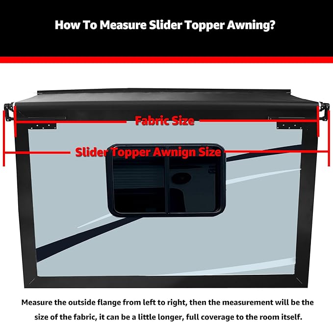 ‌CLee Zen RV Slide-Out Awning Cover Full Kit Black, Disassembly-Free Adjustment, Design Quick Fabric Tension Control, All-Weather Protection, Fits Most RV Models, 7'6" (Fabric 7'1")