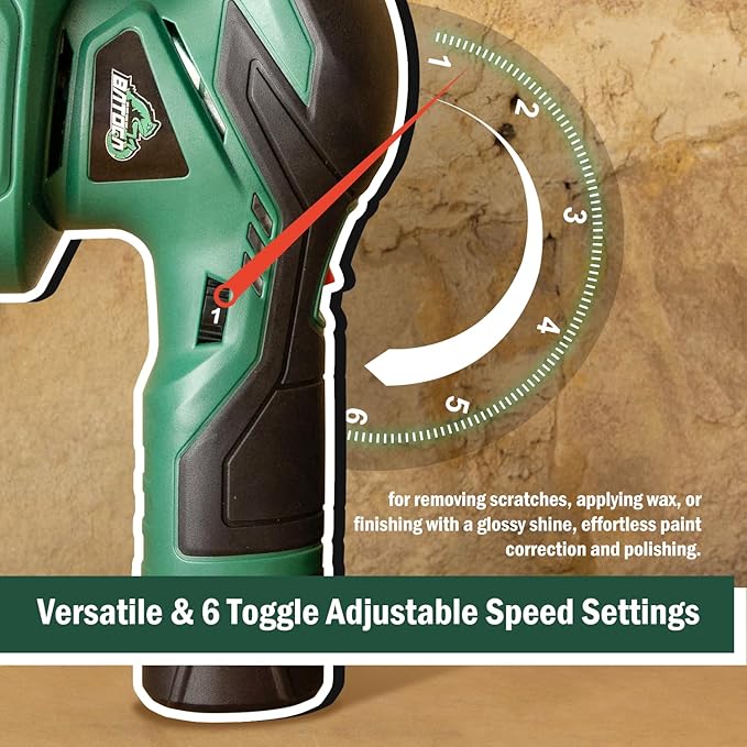 BATOCA - Cordless Car Buffer Polisher - 1pcs 2.0Ah 12V Lithium-ion Rechargeable Battery Powered Brushless Polisher with 6 Variable Speed, DA Orbital Buffer for Car Detailing, Polishing, Waxing