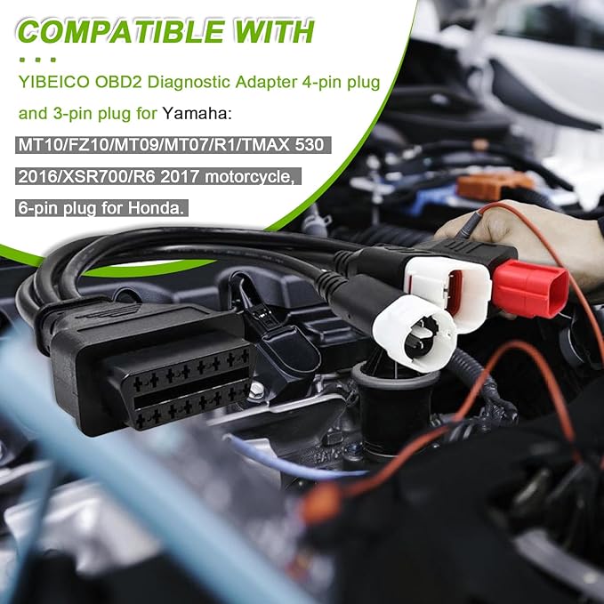 3-in-1 OBD2 Diagnostic Adapter Cable 3Pin+4Pin+6Pin to 16Pin Multiple Select Diagnostic Connector Fit for Yamaha Kline Euro5 Motorcycle Honda CRF KTM
