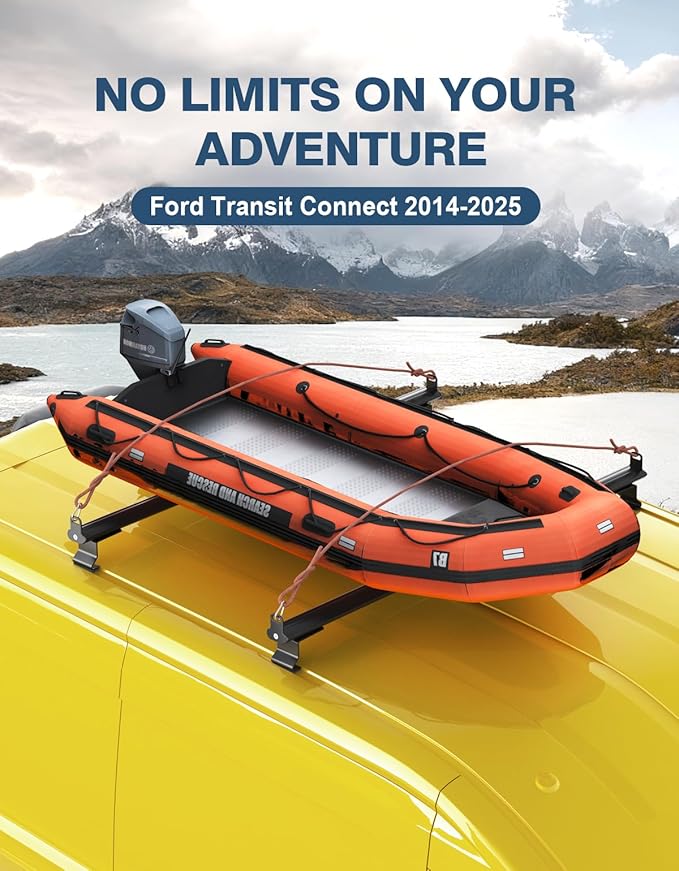 Van Ladder Roof Rack Fits for Ford Transit Connect 2014-2025 (Not for Transit), Ladder Rack for Cargo Van，Ladder Rack Ideal for Transporting Ladders Luggage Cargo Rack Crossbars Accessories