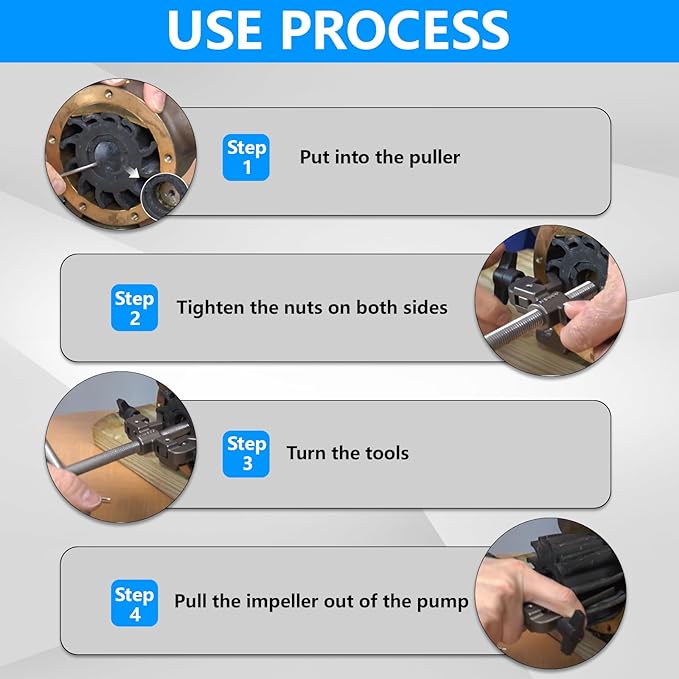 Impeller Puller Tool 660040-1 Fit for impellers 2-1/4" to 2-9/16" Compatible with Jabsco Pump #50070-0040 and #50070-0200
