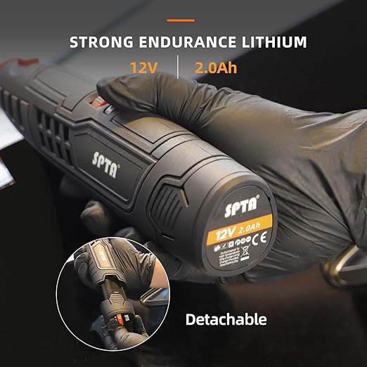 Cordless Rotary Tool, SPTA Cordless Mini Car Polisher, 36Pcs 12V Li-ion Battery IVT 5,000-25,000 RPM Small Buffer Polisher Polishing Foam Pad Set for Polishing Sanding