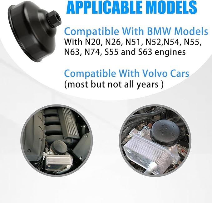 86mm 16 Flutes Oil Filter Wrench Replacement for BMW and Volvo, Oil Filter Cap Removal Tool to Change Oil, Oil Filter Socket Wrench Kit