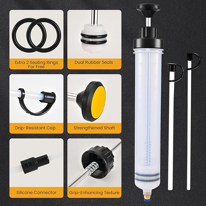 500CC Automotive Fluid Extractor Pump, Premium Manual Extraction & Fill Pump with 2 Hoses, Oil Syringe with Powerful Suction, Fluid Oil Change Evacuator