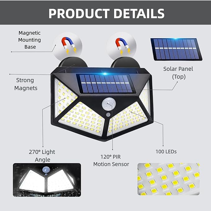 2 Pack Magnetic RV Solar Light, Motion Sensor RV Porch and Awning Lights, Solar Charged, RV Accessories for Outside, Multiple Modes, Compact for Campers Trailers