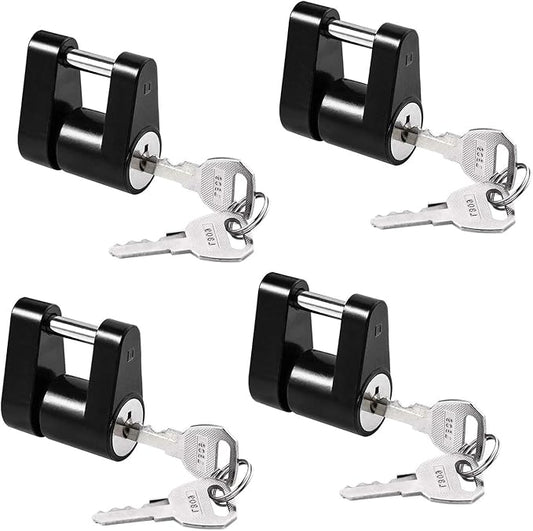 CZC AUTO Black Trailer Hitch Coupler Lock, Dia 1/4 Inch, 3/4 Inch Span for Tow Boat RV Truck Car's Coupler Keyed Alike (4 Pack, Black)