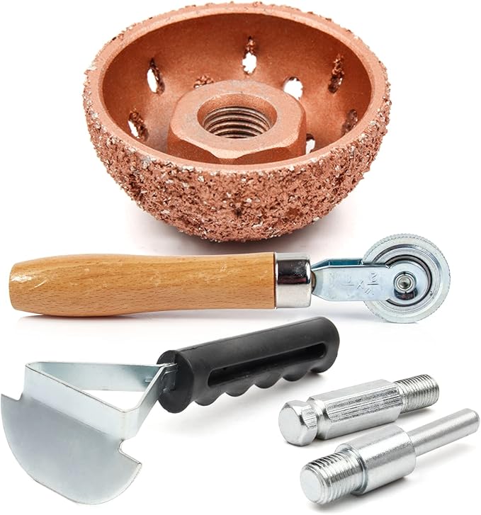 Tire Repair Patch Tools - 42mm Tungsten Steel Buffing Wheel & Tire Patch Roller Scraping Cutter Kit