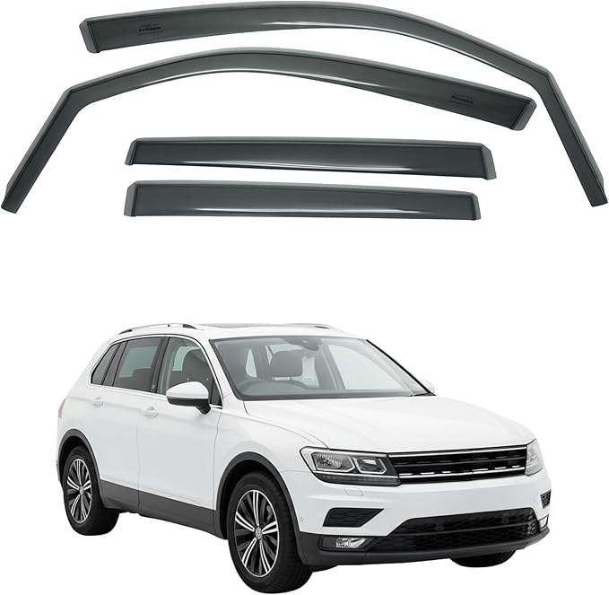 in-Channel Car Window Rain Guard Compatible with VW Tiguan 5-seat fit:2017-on 4pcs, Taiwan Made Precise & Transparent Car Wind Deflectors No Water Leakage Visors