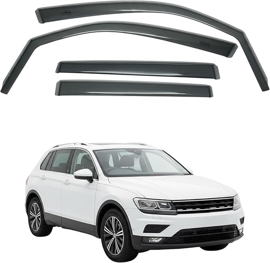 in-Channel Car Window Rain Guard Compatible with VW Tiguan 5-seat fit:2017-on 4pcs, Taiwan Made Precise & Transparent Car Wind Deflectors No Water Leakage Visors