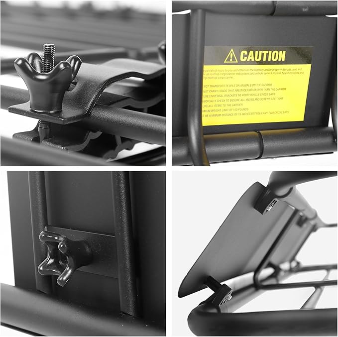 Leader Accessories Roof Rack Cargo Basket Set, Cargo Carrier Bag 15 Cubic Feet Capacity with Car Top Luggage Holder Adjustable Length 43/64 inches Cargo Net 3' x 4' for SUV, Van, Sedan,Jeep