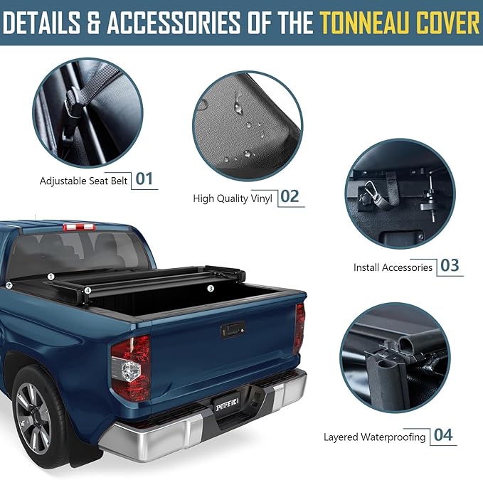 Perfit Liner 5.5 FT (67") Bed Soft Tri-Fold Tonneau Cover Fits 2004-2026 Ford F-150 & 2006-2014 Lincoln Mark LT Styleside/Fleetside Truck Cargo Topper, 3-Folding (Not for Flareside/Stepside)