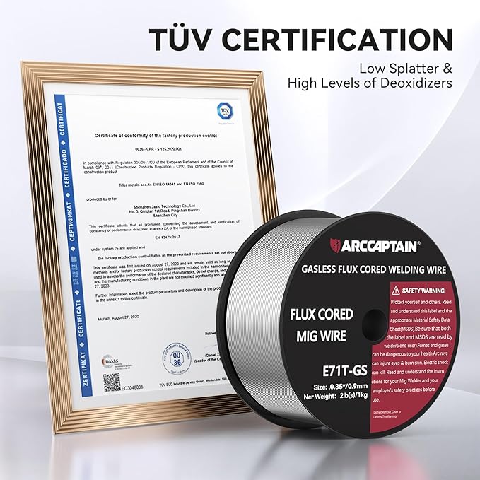 ARCCAPTAIN Flux Core Welding Wire .035", E71T-GS Mig Welding Wire 2-Pound X 2 Spools Gasless Mild Carbon Steel Compatible With Lincoln Miller Forney Harbor Welder, Pack of 2