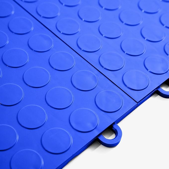 FlooringInc's Nitro 12"x12" Snap-Together Garage Flooring Tiles, Non-Slip Interlocking Plastic Floor Mat, Coin Pattern, Shelby Blue, 24 Tiles, 24 Sq/Ft