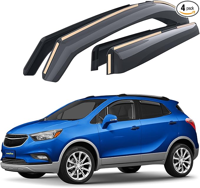 Goodyear Shatterproof in-Channel Window Deflectors for Buick Encore 2013-2022, Rain Guards, Visors for Cars, Vent Deflector, Car Accessories, 4 pcs - GY007723